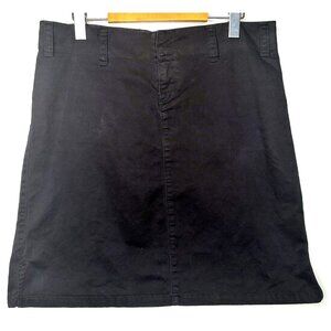 SPLIT Womens Short Skirt Straight Front A-Line Zip Up Cotton Pockets Black 11